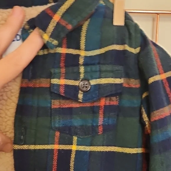 Old Navy Multicolor Plaid Sherpa Jacket, Size 12-18M - Picture 7 of 10